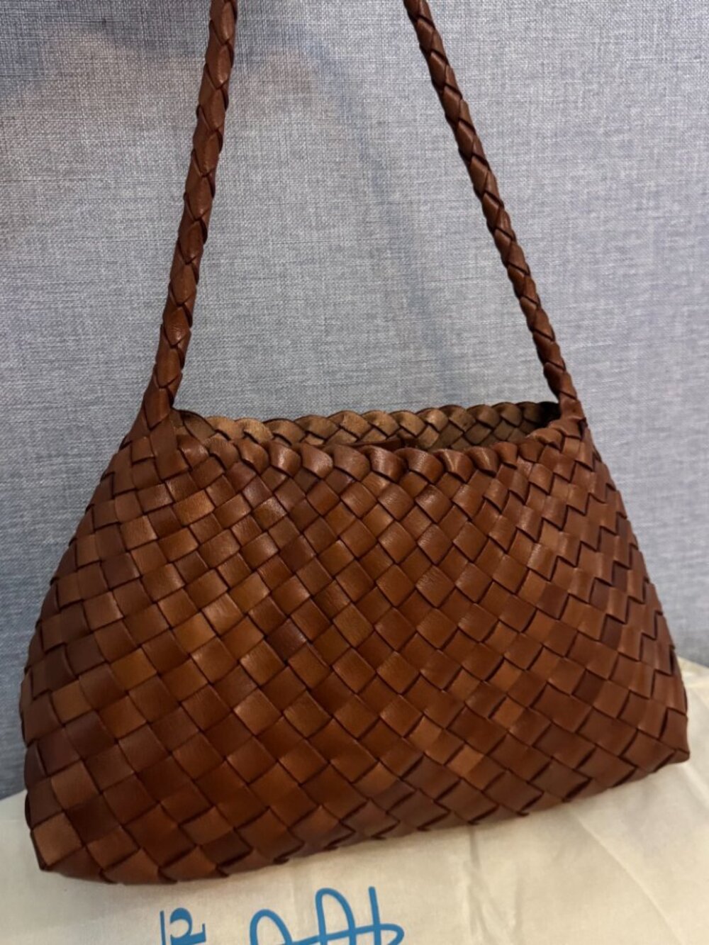Dragon Diffusion Caramel Brown Woven Leather Hobo Shoulder Bag